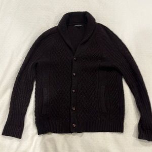 Banana Republic shawl cardigan, dark burgundy thick cable knit